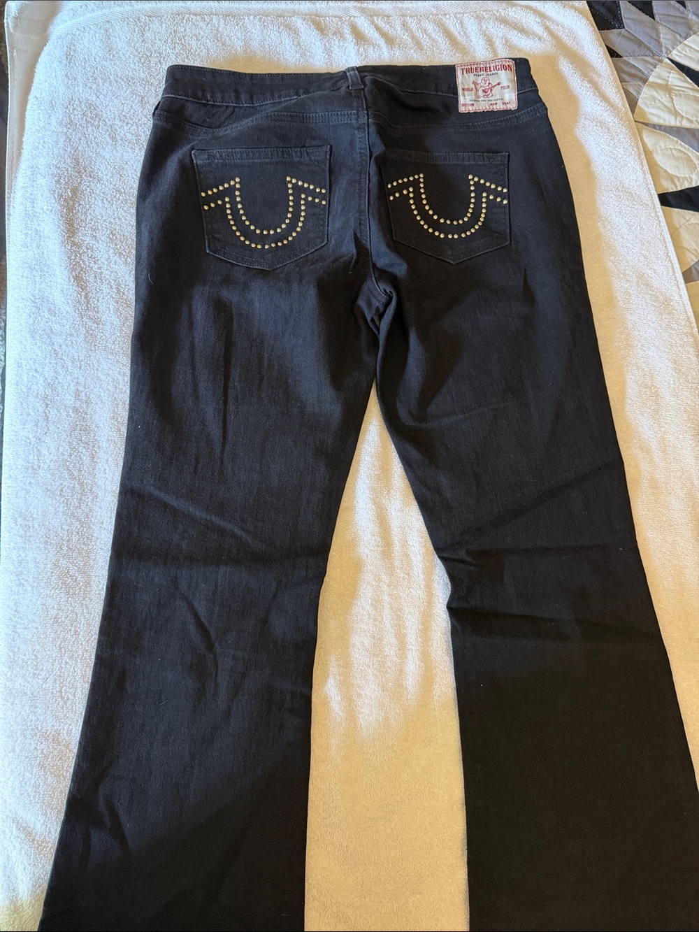 True Religion Black Studded Flare Jeans